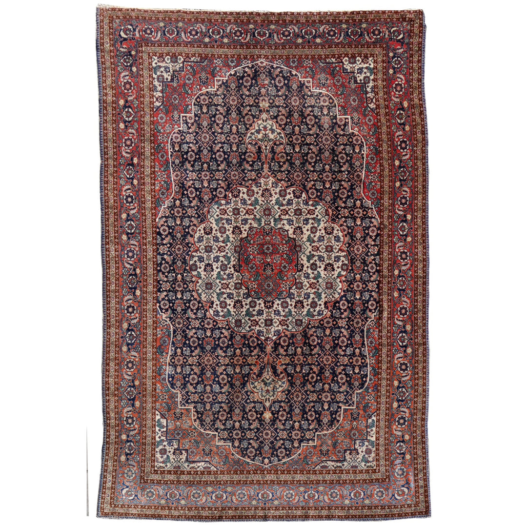 Tabriz Muted Vintage Rug 7.6 x 11 ft living or dining room area