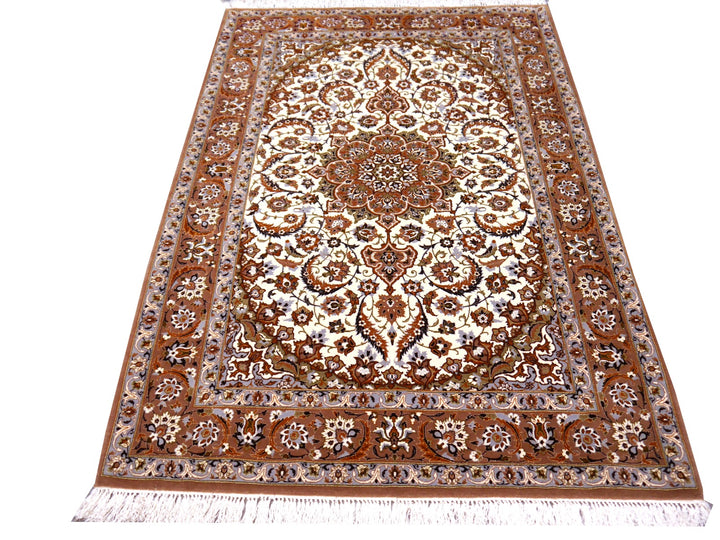 Discover the exquisite Isfahan Persian rug that exudes the highest Luxury through its masterful craftsmanship and noble materials.  Living or dining room, bedroom. 14427
