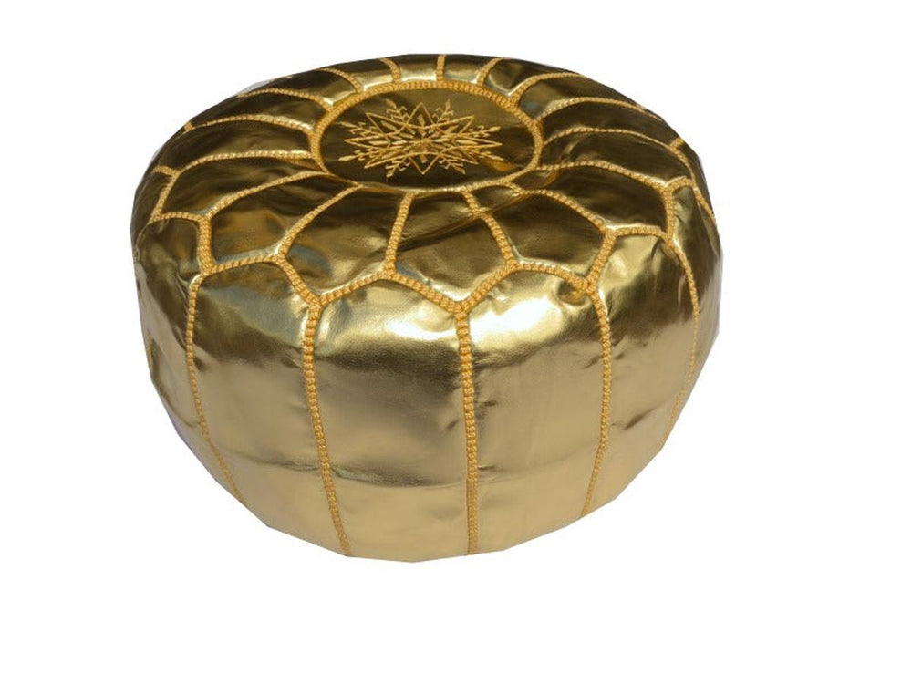 15167 Moroccan Pouf Gold Footstool Ottoman Lounge Furniture