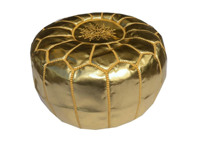 15167 Moroccan Pouf Gold Footstool Ottoman Lounge Furniture