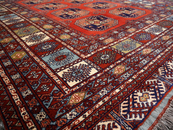 14465 Ersari Rug Afghan vintage 9.6 x 7 ft hand knotted wool