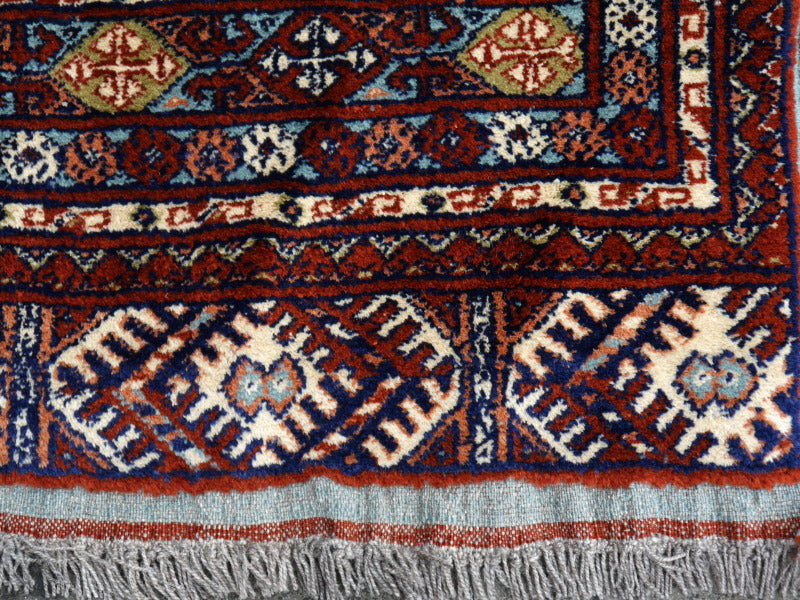 14465 Ersari Rug Afghan vintage 9.6 x 7 ft hand knotted wool