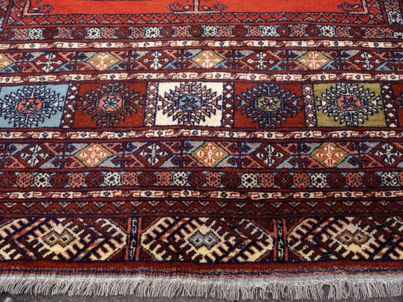 14465 Ersari Rug Afghan vintage 9.6 x 7 ft hand knotted wool