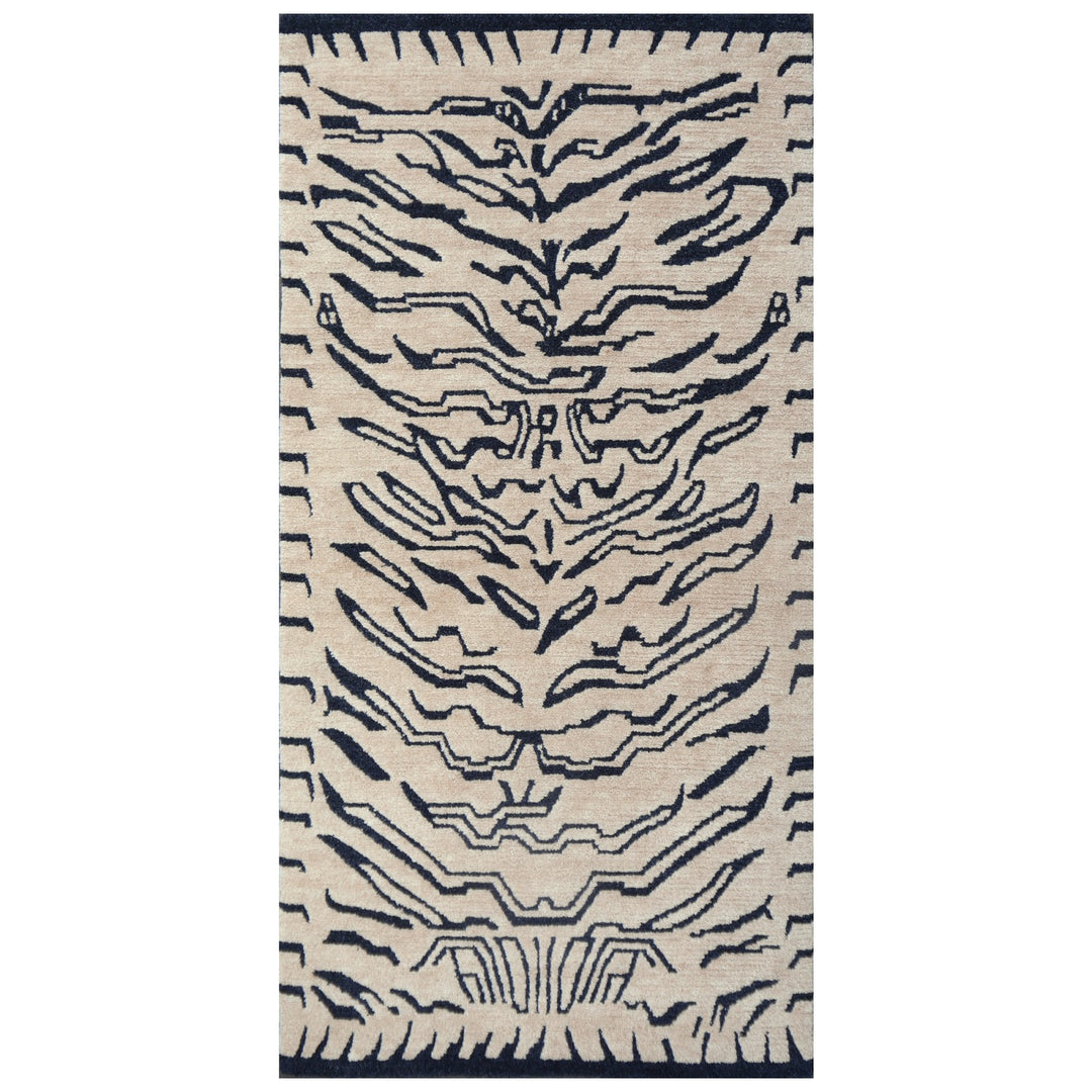 15692 Tibetan Tiger Rug 6 x 3 ft Beige Charcoal