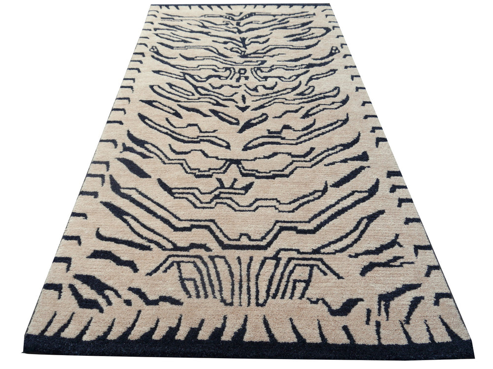 15692 Tibetan Tiger Rug 6 x 3 ft Beige Charcoal