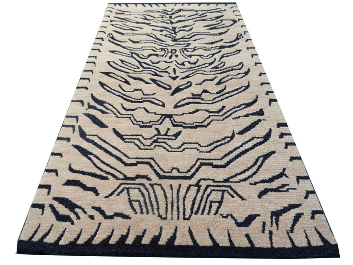 15692 Tibetan Tiger Rug 6 x 3 ft Beige Charcoal