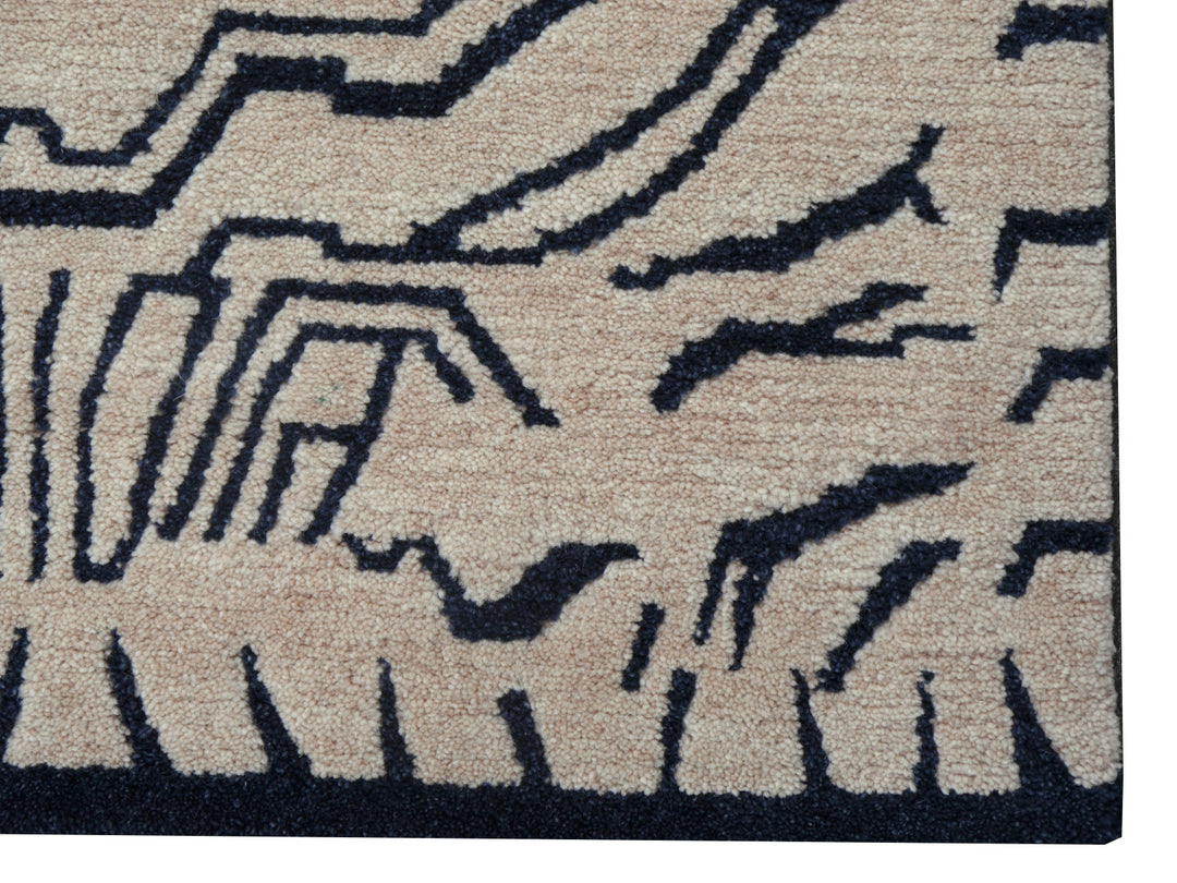 15692 Tibetan Tiger Rug 6 x 3 ft Beige Charcoal