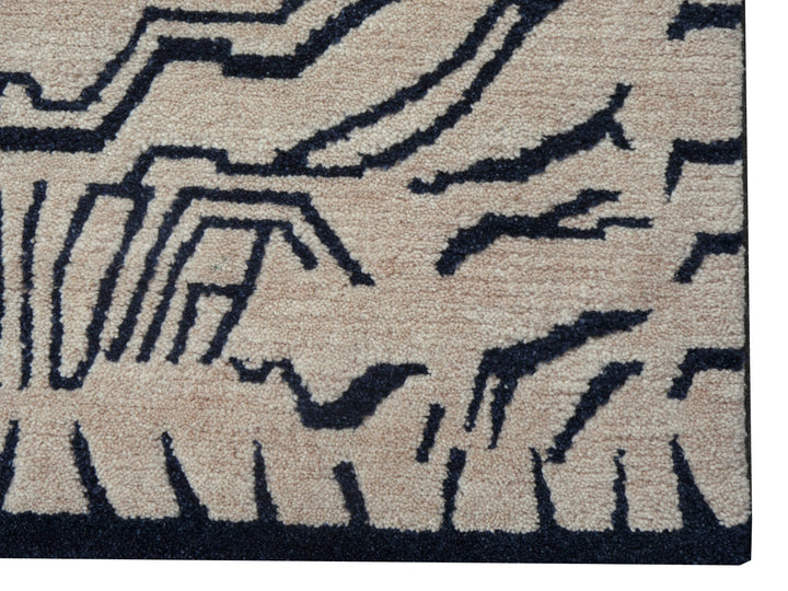 15692 Tibetan Tiger Rug 6 x 3 ft Beige Charcoal