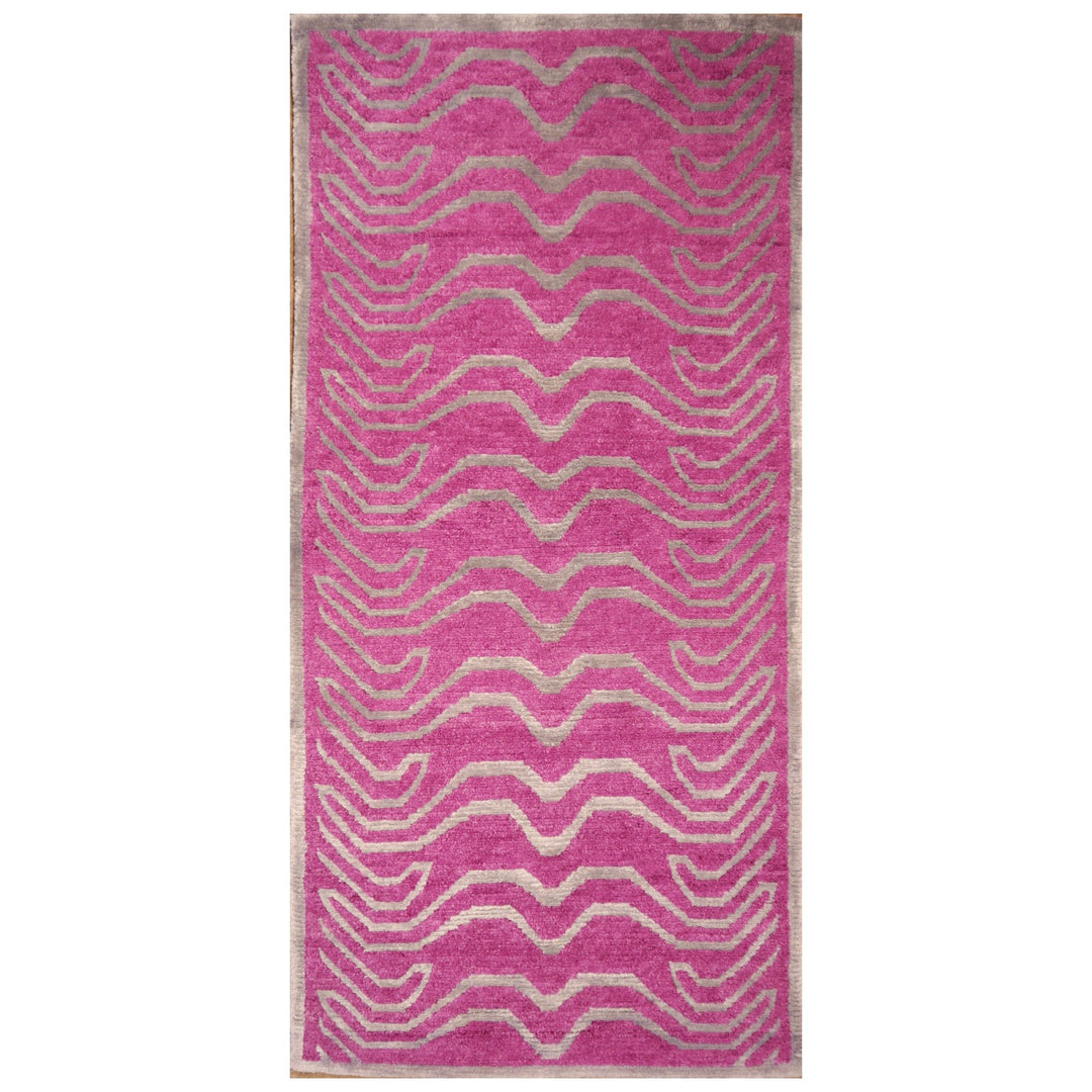 Pink Wool Tibetan Tiger Rug 6 x 3 ft Silver Silk 15695
Tibetan Tiger Rug 6 x 3 ft hand-knotted from pink wool and silver silk. Custom sizes and designs available. Djoharian Collection 15695
