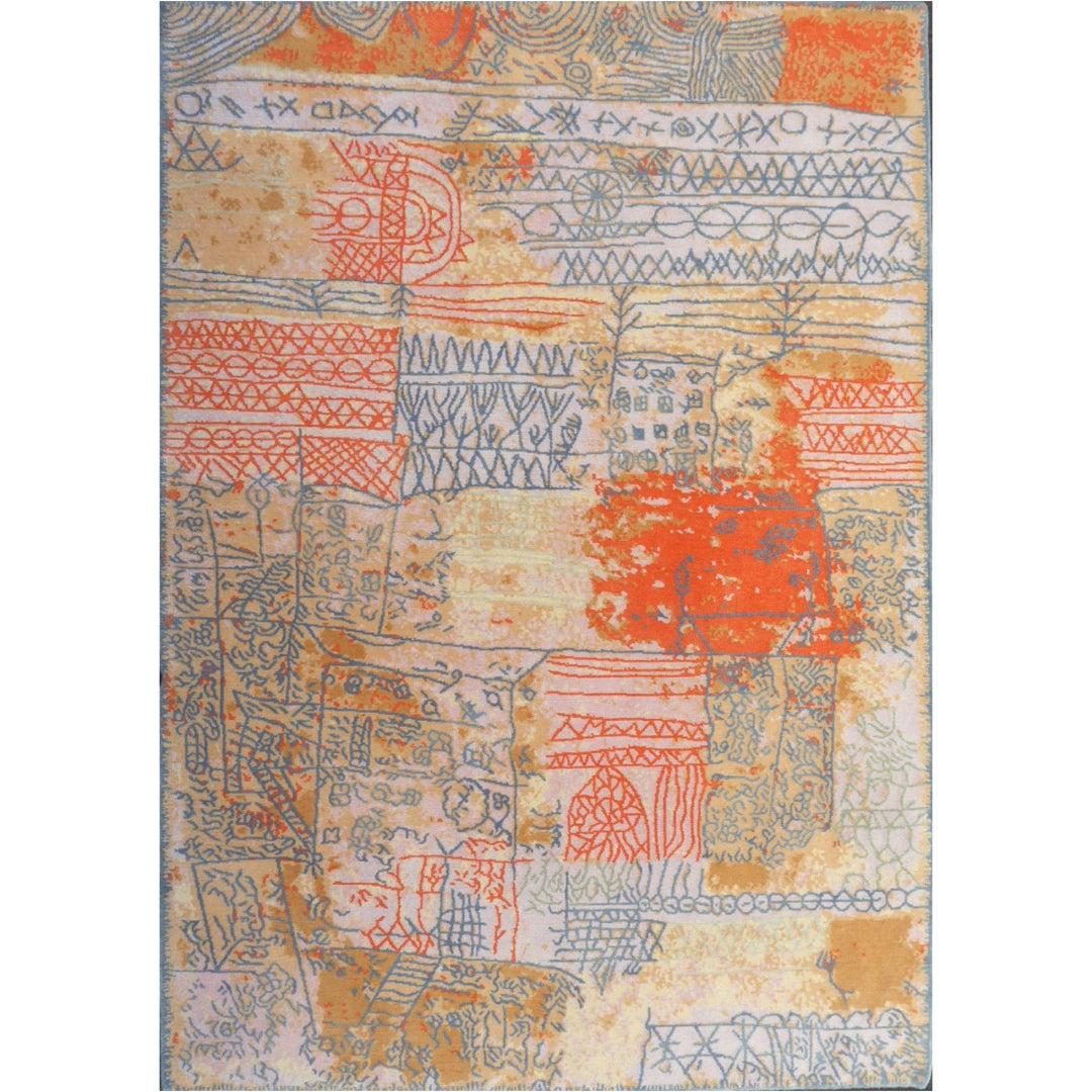 Designer Rug after Paul Klee Florentinische Villenviertel The painting from which the design of this rug originates was named "Florentinische Villenviertel" (translates Florentine Villas Quarter) and it was painted 1926 by Paul Klee (1879-1940) - in the high time of Art Deco.
