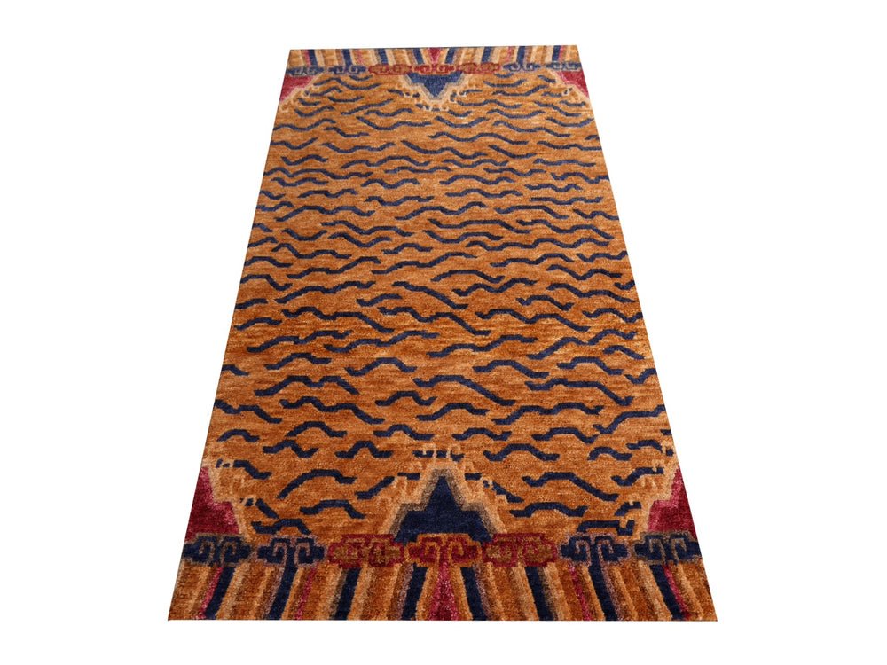 16085 Tibetan Tiger Rug 6 x 3 ft hand knotted - Djoharian Design
