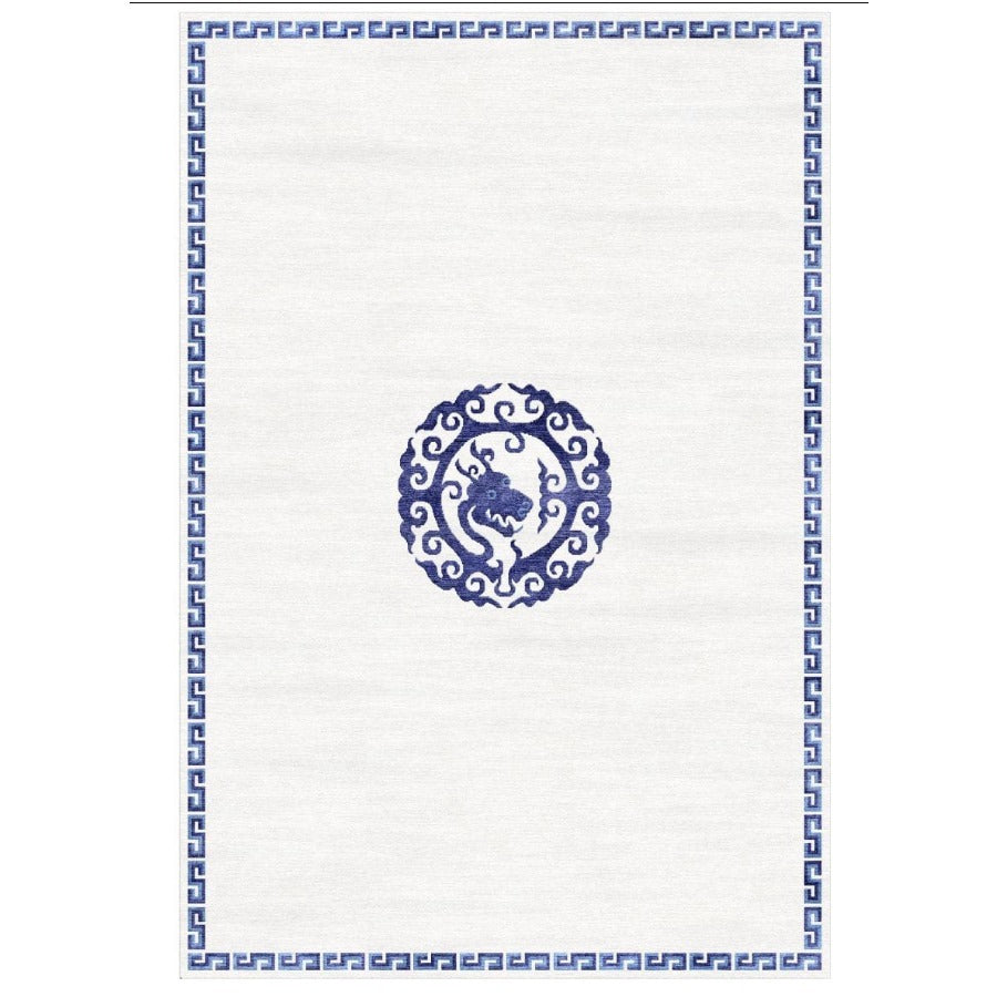 Dragon Rug China Design hand-knotted beige blue