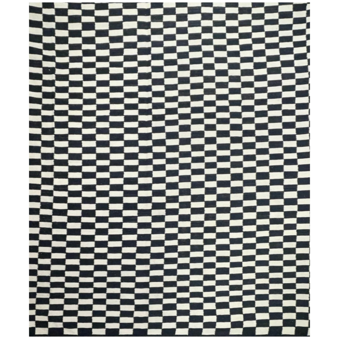 MAZANDARAN Kilim ROXANE Flatweave 15 x 12 ft Black Wool-White 16427