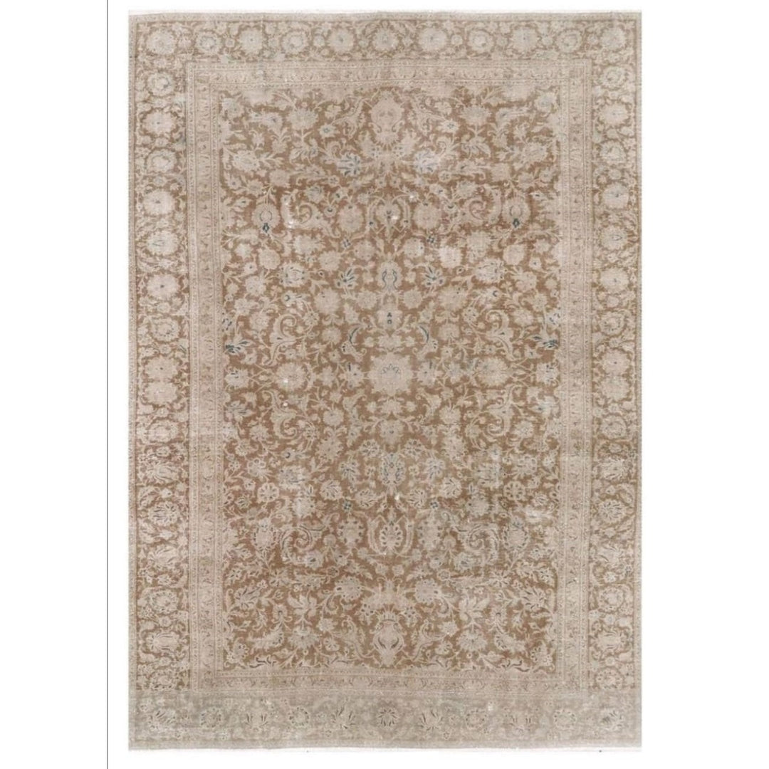Vintage Rug Brown Muted 9 x 13 ft hand-knotted