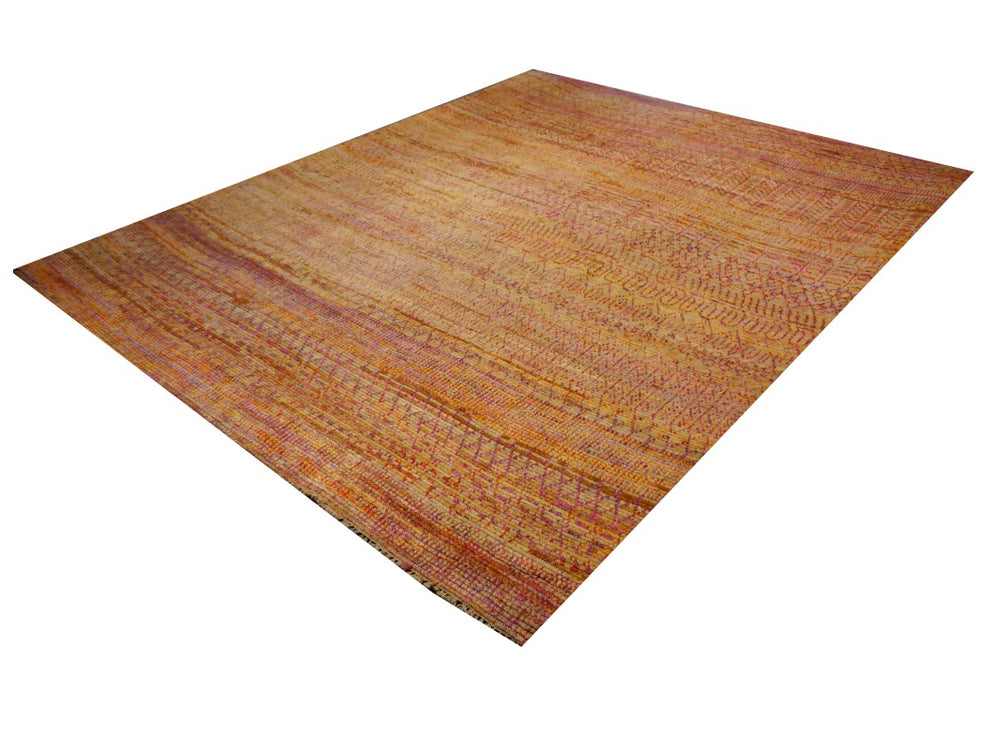 8x10 Modern Designer Area Rug 8 x 10 ft wool sari silk hand knotted in India for living room, dining room, bedroom