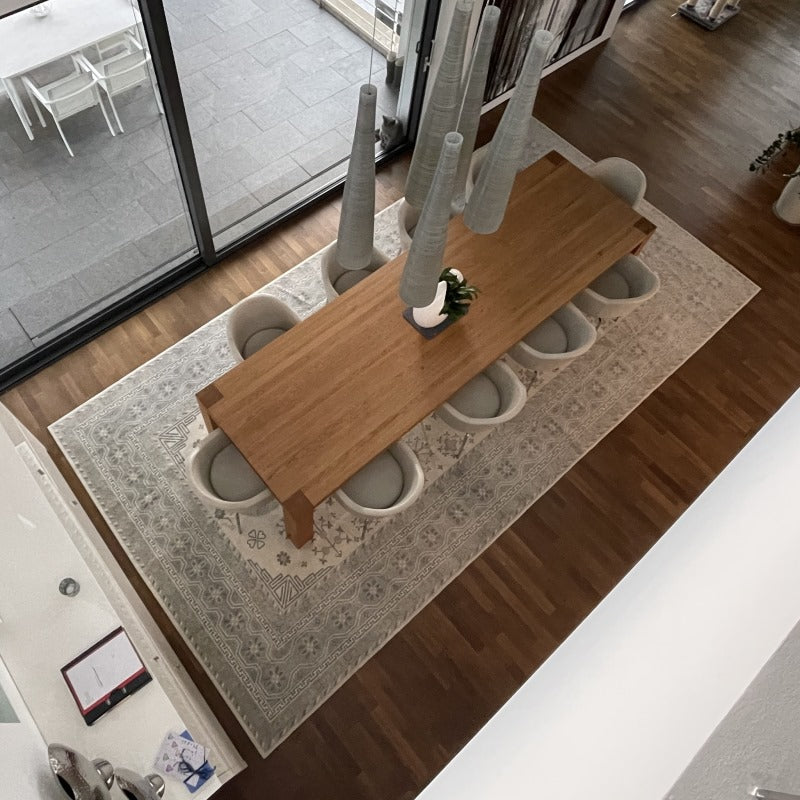 Khotan rug 18 x 9 ft wool silk white grey