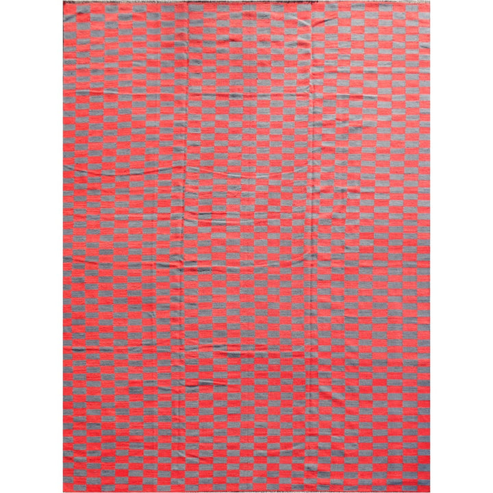 MAZANDARAN Kilim 400 x 300 cm ROXANE Rouge Gris Tissé Plat 16429