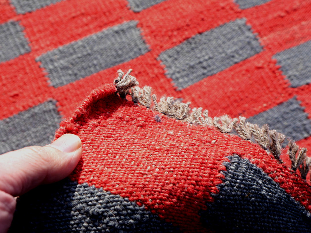 MAZANDARAN Kilim 400 x 300 cm ROXANE Rouge Gris Tissé Plat 16429