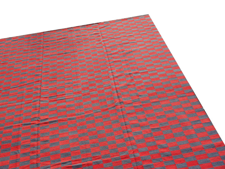 MAZANDARAN Kilim 400 x 300 cm ROXANE Rouge Gris Tissé Plat 16429