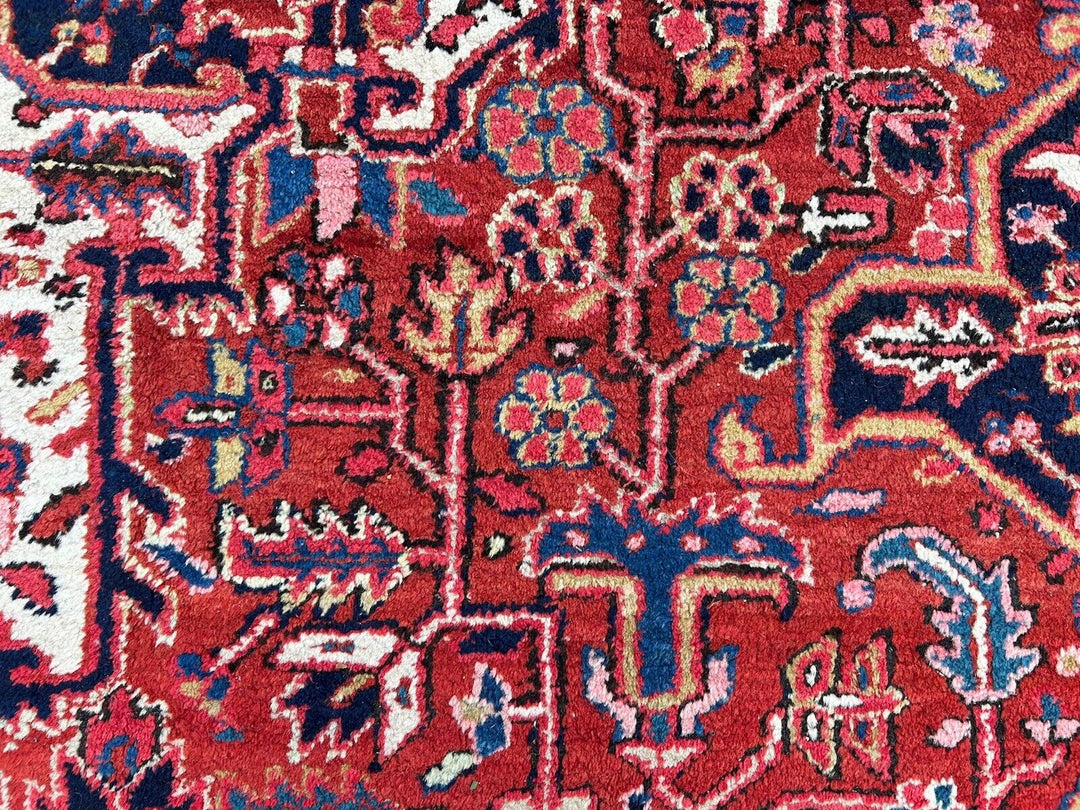 Antique Heriz Rug Muted 8 x 12 ft hand knotted Antique, stunning Heriz Azeri rug - Beautiful quality and colors.