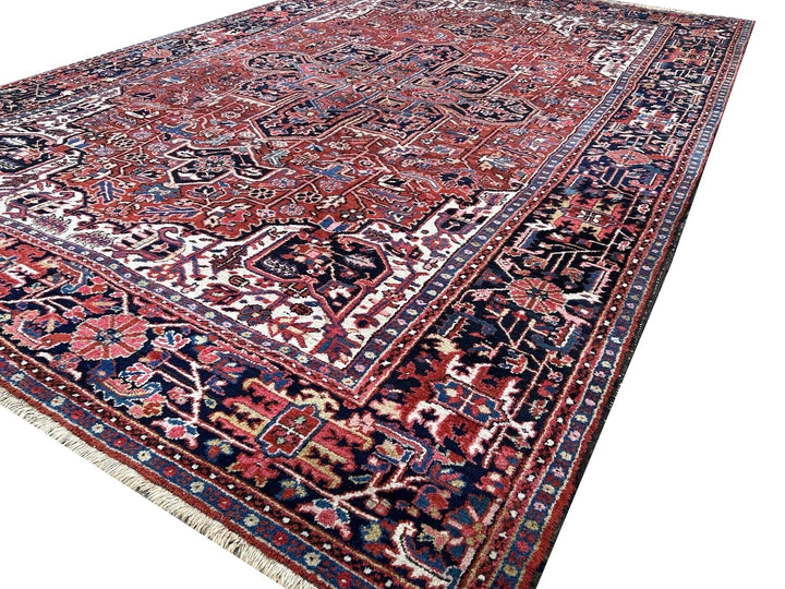 Antique Heriz Rug Muted 8 x 12 ft hand knotted Antique, stunning Heriz Azeri rug - Beautiful quality and colors.
