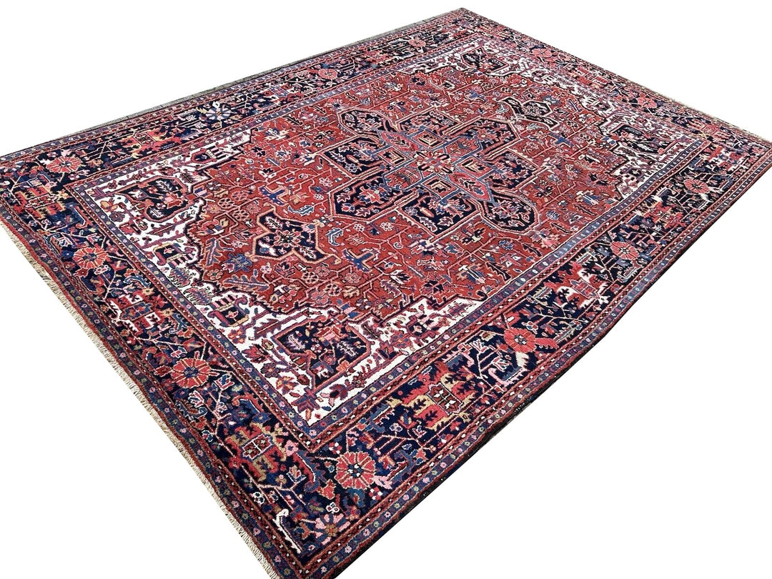 Antique Heriz Rug Muted 8 x 12 ft hand knotted Antique, stunning Heriz Azeri rug - Beautiful quality and colors.