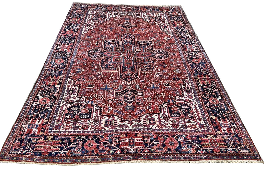 Antique Heriz Rug Muted 8 x 12 ft hand knotted Antique, stunning Heriz Azeri rug - Beautiful quality and colors.