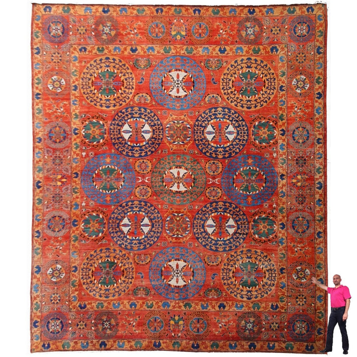 Palatial and huge palace size, oversized rug, hand-knotted wool.  It was part of the set on the movie SPENCER with Kristen Stewart.