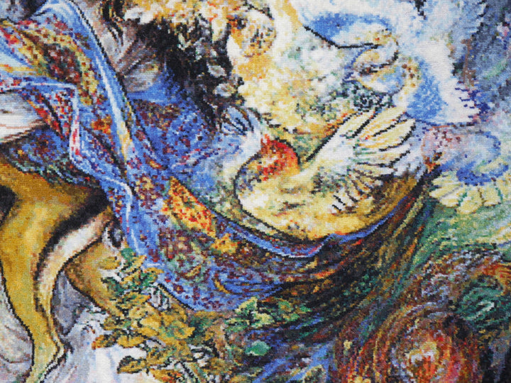 Farshchian Rug Wall Hanging Rug from Tabriz Tableau Tapestry hand-knotted
Timeless luxury rug, hand-knotted in a very fine knot density made of wool.
High-quality Tabriz carpet with high knot density.