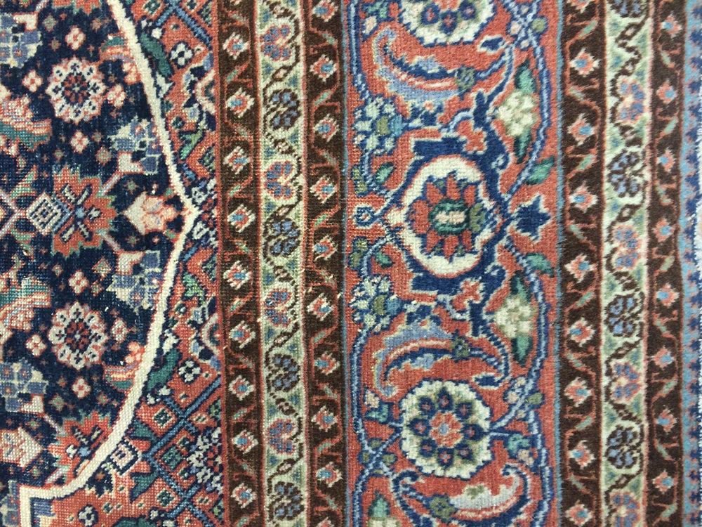 Tabriz Muted Vintage Rug 7.6 x 11 ft living or dining room area