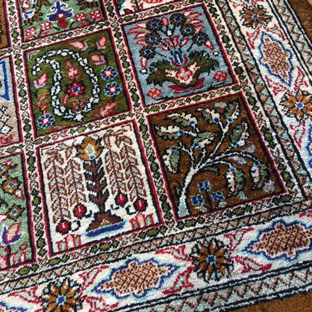 Qum pure silk rug - collectors item. Pile hand-knotted 100% pure natural mulberry silk. New, Excellent. Knot density: 650 kpsi. 15041 Djoharian Collection
