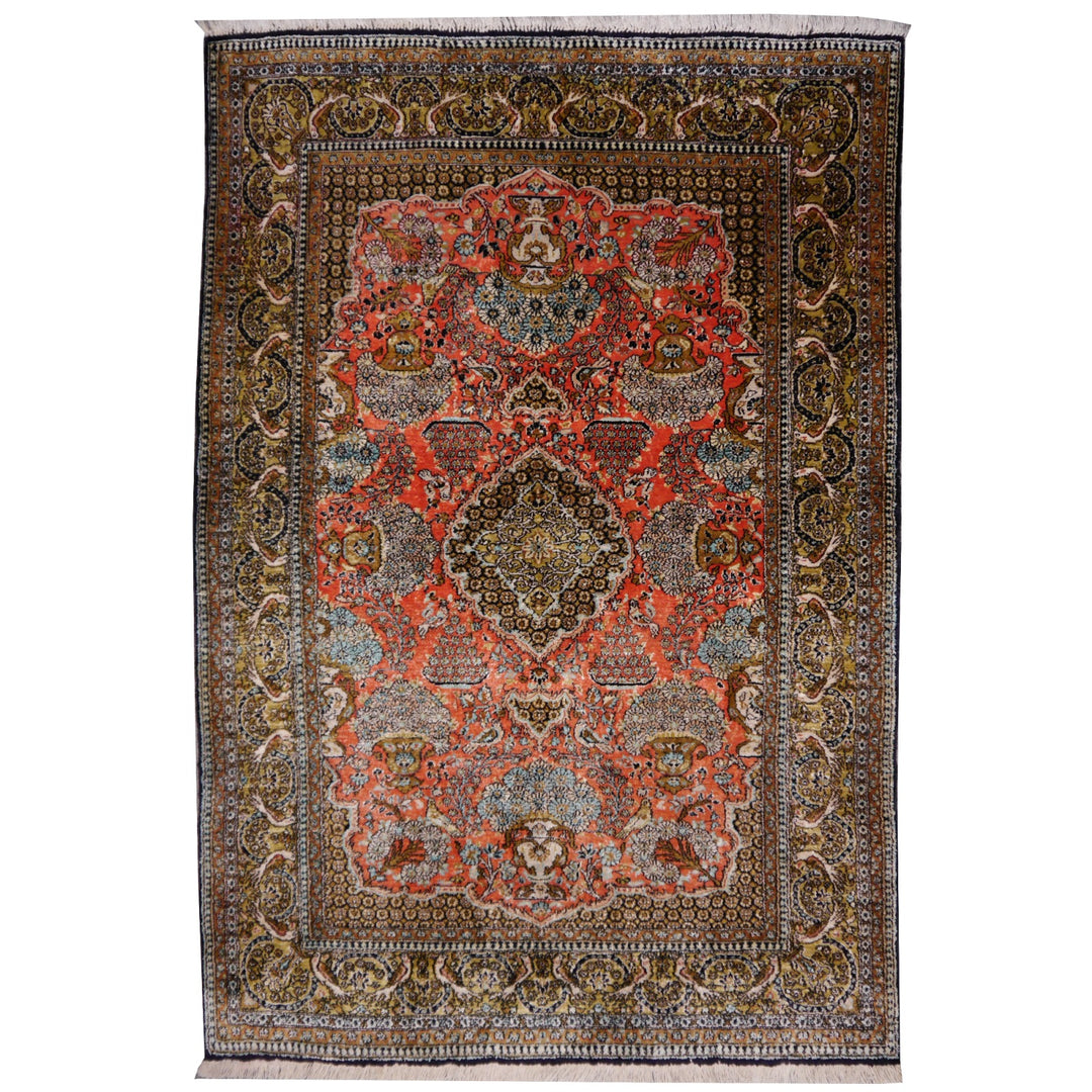 Qum Silk rug Persian Ghom Carpet hand-knotted 14780 Teppich Seide  Tapis soie