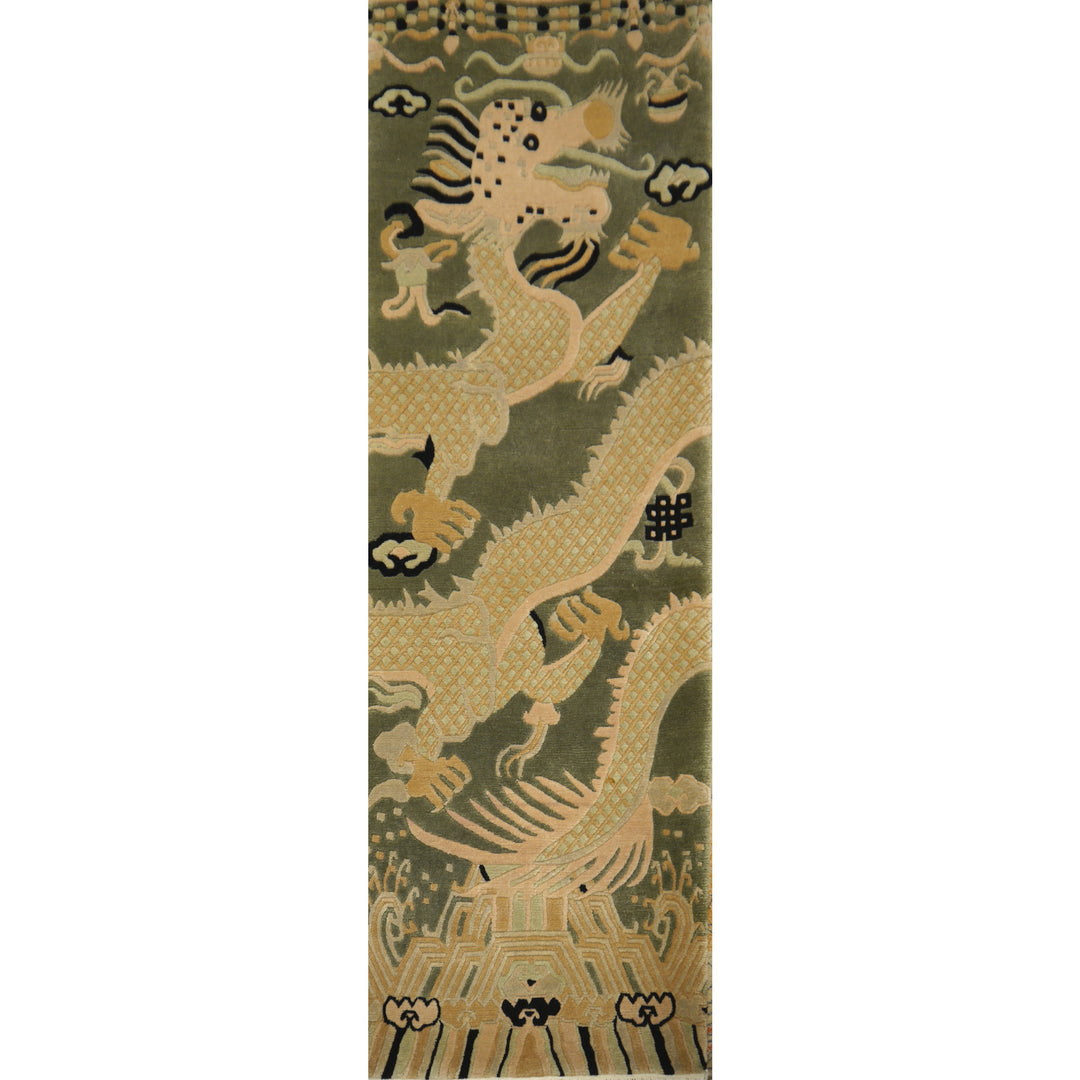 Tibetan Dragon Pillar Column Rug Chinese Temple Design