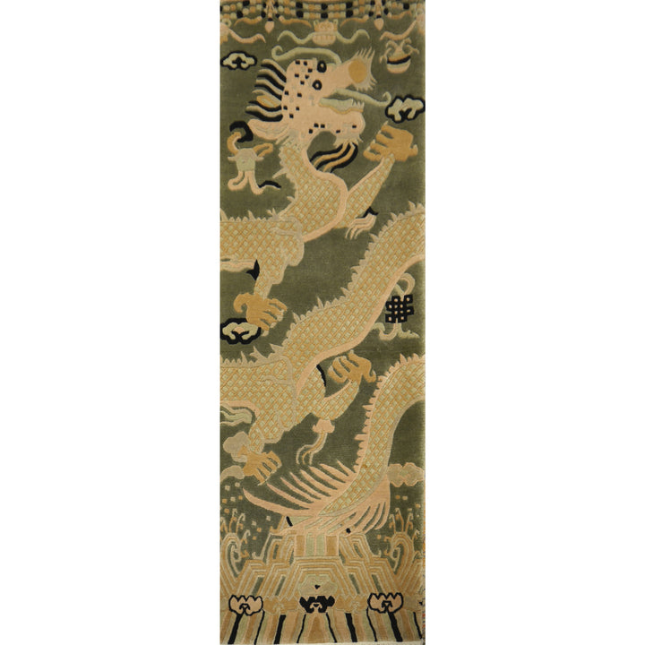 Tibetan Dragon Pillar Column Rug Chinese Temple Design