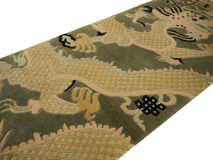 Tibetan Dragon Pillar Column Rug Chinese Temple Design