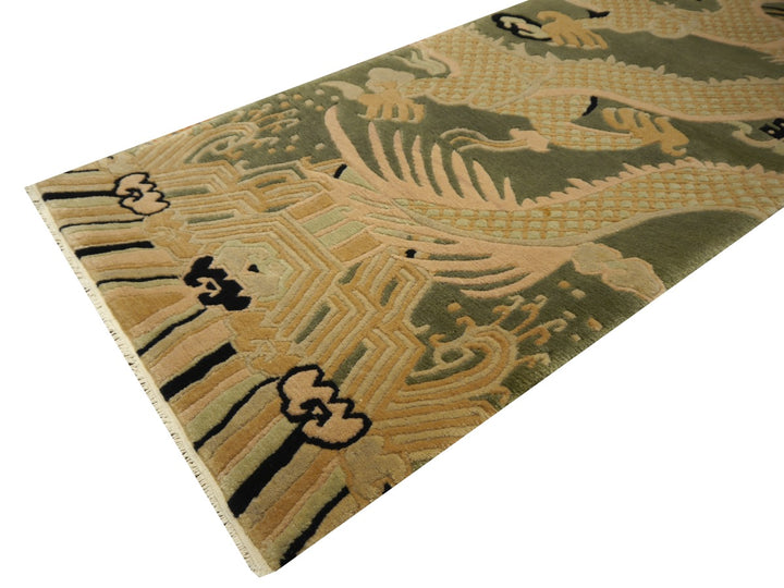 Tibetan Dragon Pillar Column Rug Chinese Temple Design