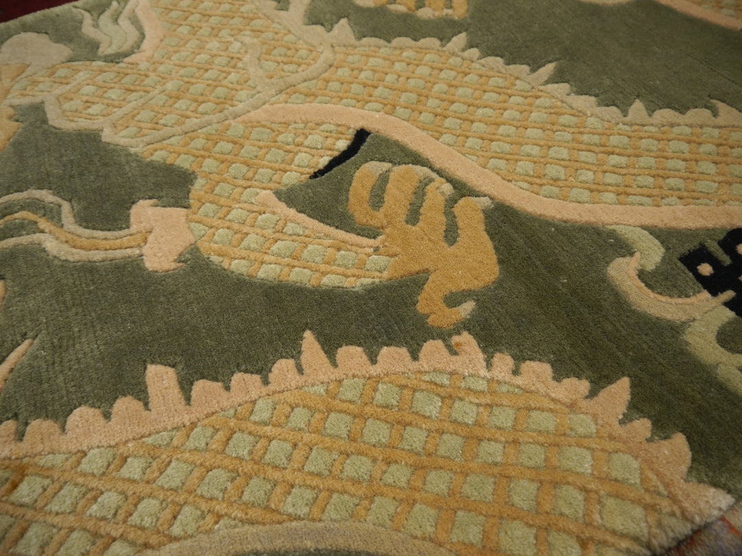 Tibetan Dragon Pillar Column Rug Chinese Temple Design