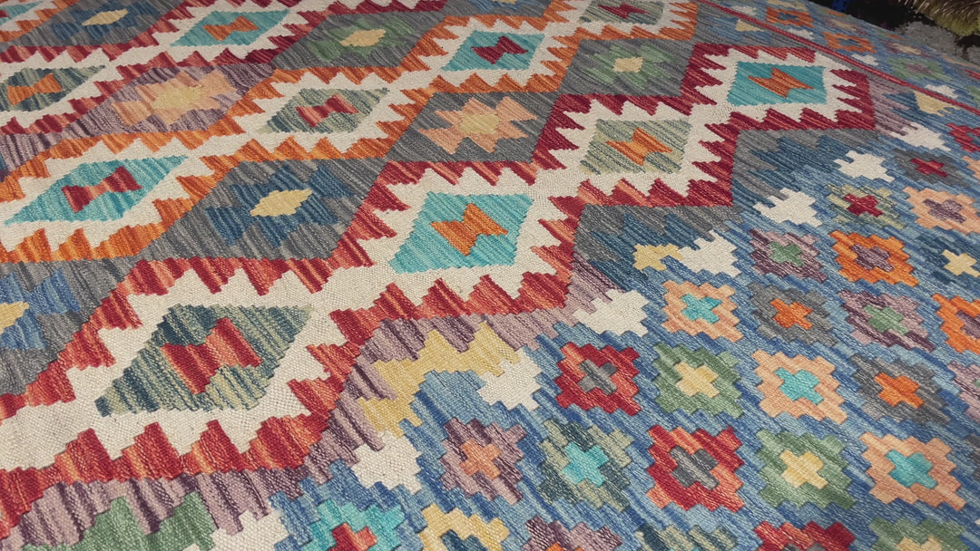 Tapis Kilim 16011 200x300 Arijana Afghan tissé à la main à plat