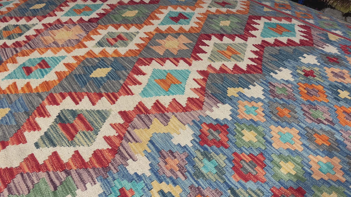Tapis Kilim 16011 200x300 Arijana Afghan tissé à la main à plat