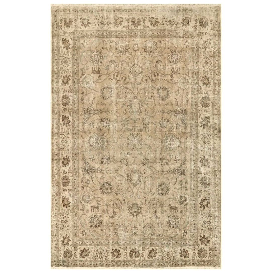 11 x 8 Rug Muted Antique Classic Tabriz Vintage Beige & Brown hand knotted