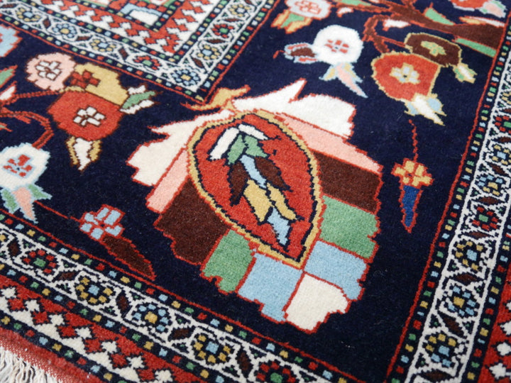 Heriz Serapi vintage rug 7 x 10 ft Brown Black Green Beige