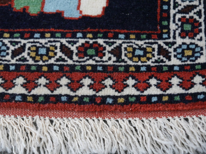 Heriz Serapi vintage rug 7 x 10 ft Brown Black Green Beige