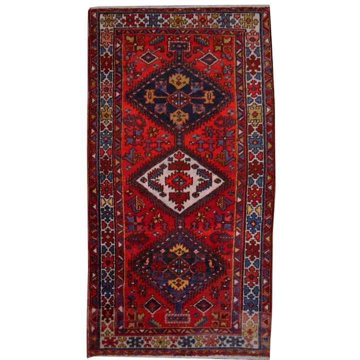 Heriz vintage rug 7 x 4 ft Red Blue Beige