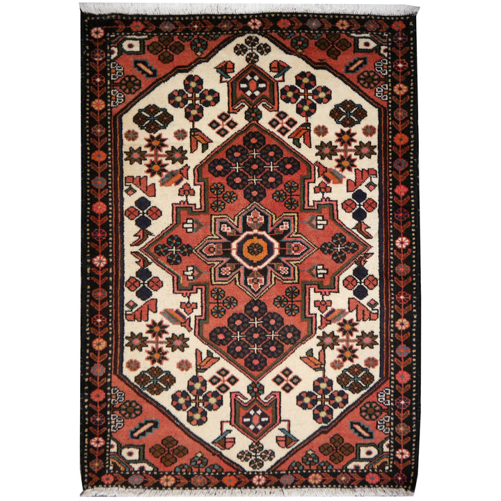 Rudbar vintage rug 5.2 x 3.5 ft beige brown black