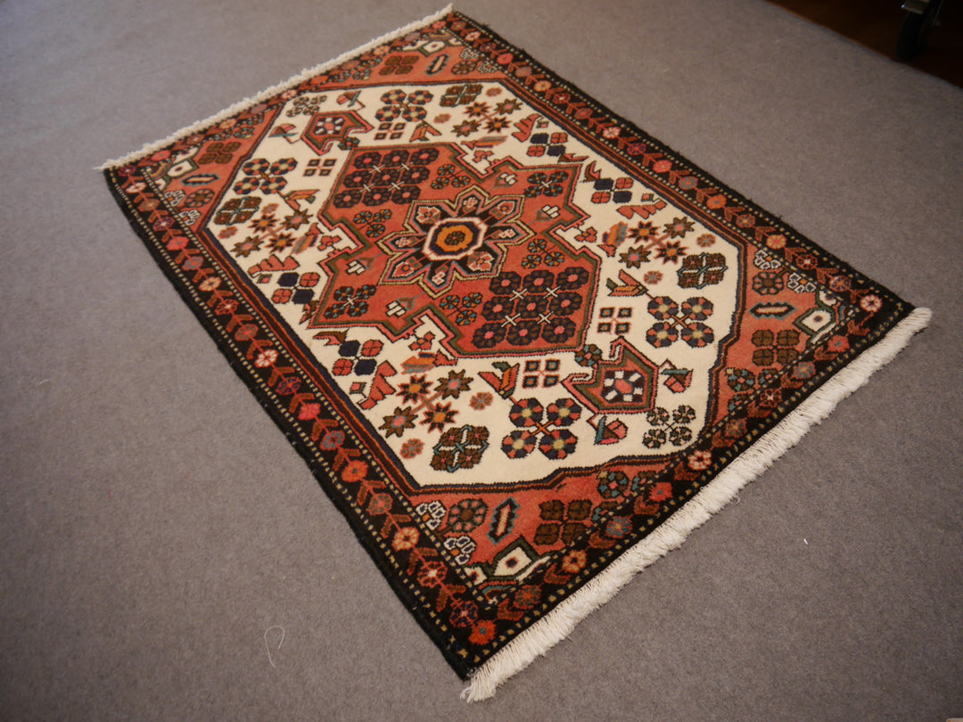 Rudbar vintage rug 5.2 x 3.5 ft beige brown black