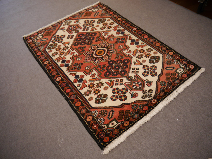 Rudbar vintage rug 5.2 x 3.5 ft beige brown black