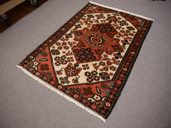 Rudbar vintage rug 5.2 x 3.5 ft beige brown black