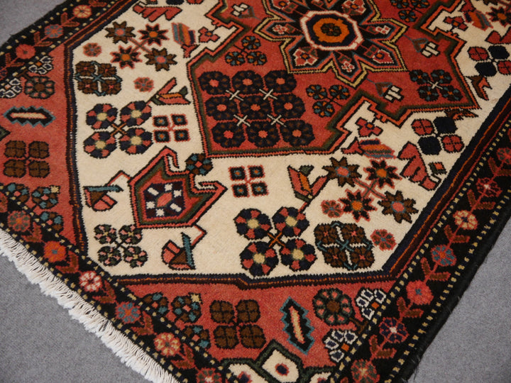 Rudbar vintage rug 5.2 x 3.5 ft beige brown black
