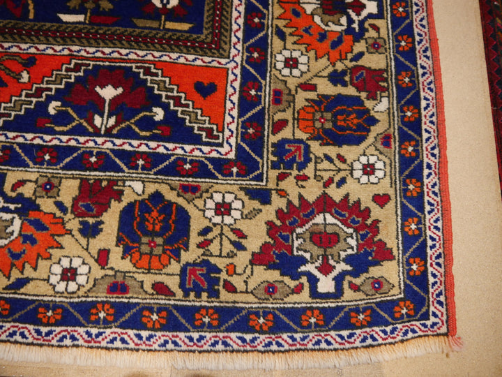 Turkish vintage rug 7 x 12 ft Orange Blue Beige