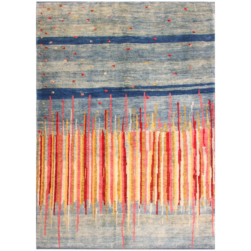 Edelgrund Design Rug 7 x 5 ft Veggie dyes Blue Pink